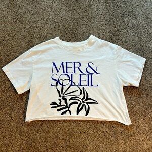 Cropped loose white T-shirt With Print Size small